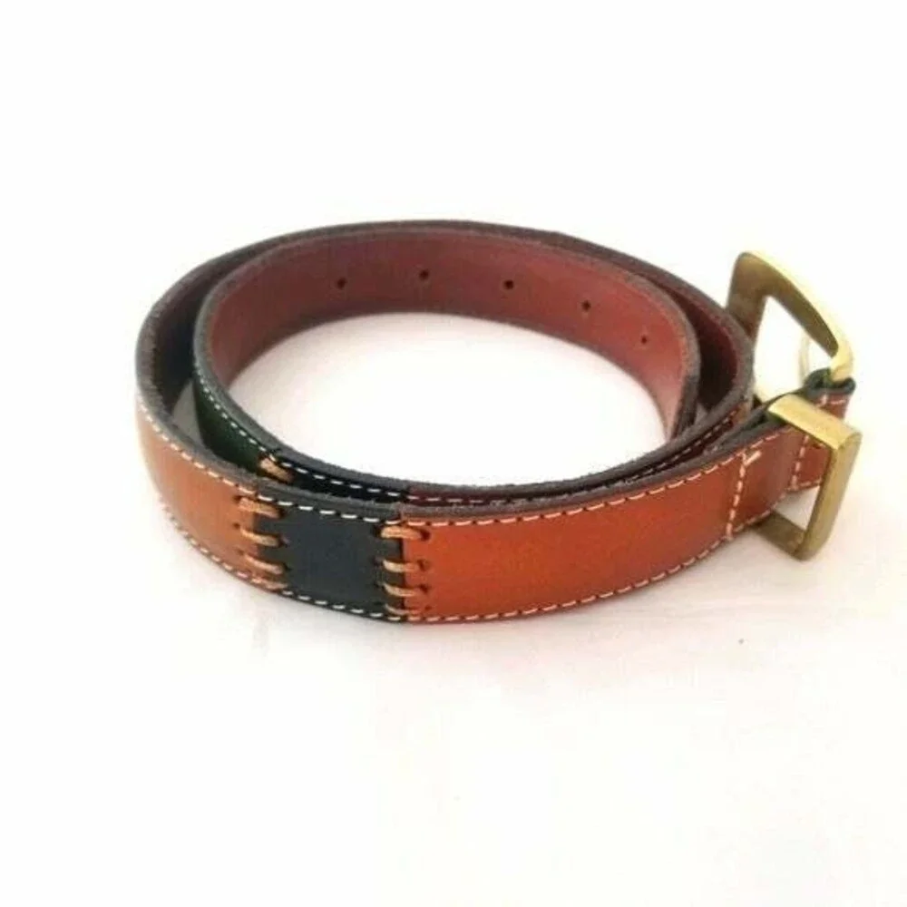 Fossil Belt Small Multicolor Genuine Leather Boho Preppy Western Inspired